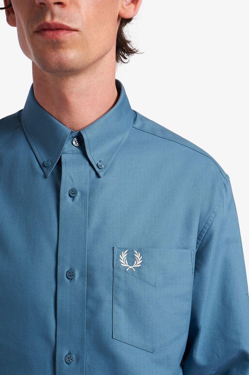 Grey Blue Fred Perry Oxford Men's Shirts | PH 1514PJJQ